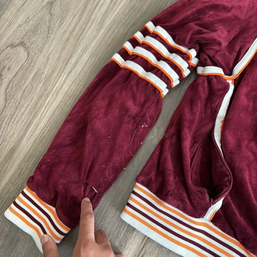 Casablanca Tennis Club Velour Racing Track Jacket Burgundy Men’s Size Small READ